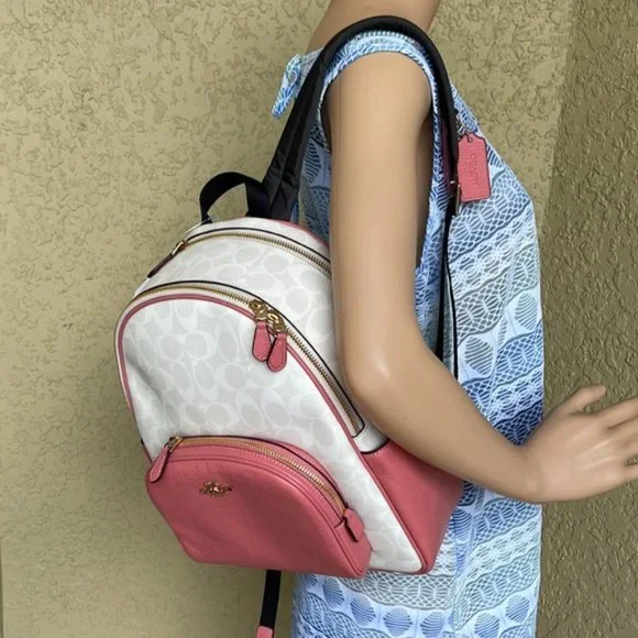 Coach 5671 Court Backpack In Signature Canvas Chalk / Taffy - Picture 16 of 16